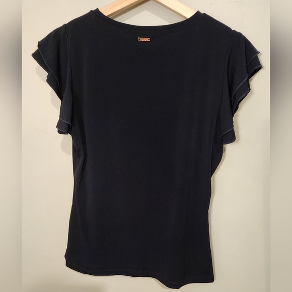 Ivanka Trump Bell Sleeve Navy Blouse - Picture 2 of 3